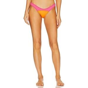 Its Now Cool The Neo Curve Cheeky Bikini Bottom in Orange and Pink Size XS